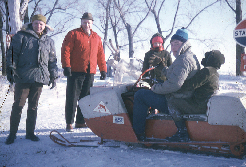 group of snowmobilers in 1970